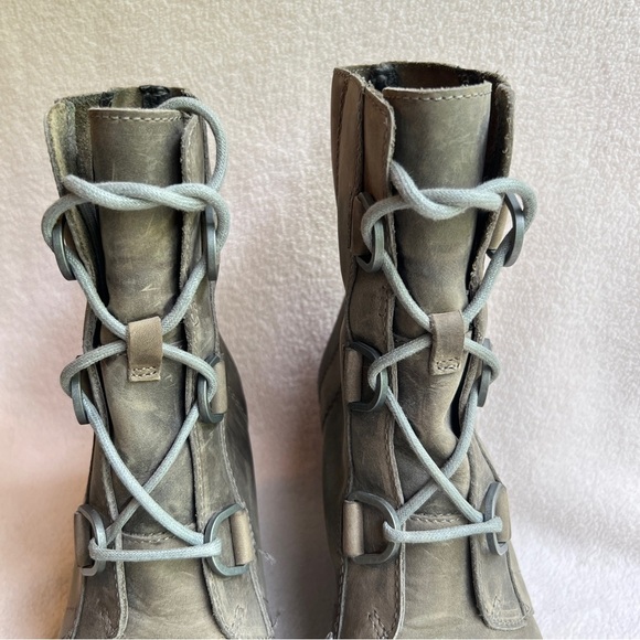 !Sorel Joan Of Arctic Wedge II Boots Lace up Waterproof Leather Gray Women's 9 - Picture 3 of 16